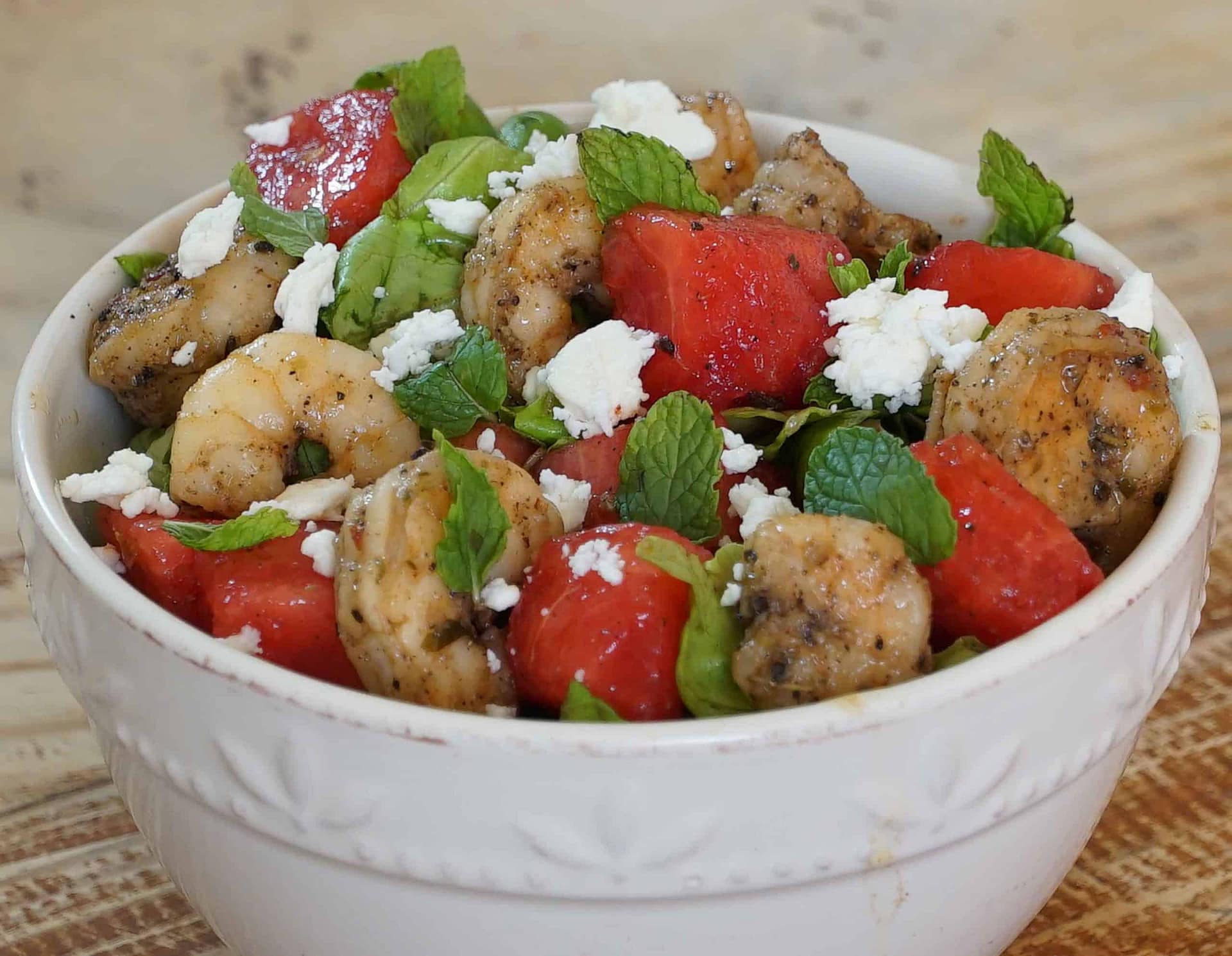 Jerk Shrimp & Watermelon Salad via @eatahfood
